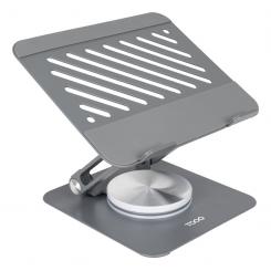 TooQ Soporte Elevador con rotación 360° y ajustable, para dispositivos de hasta 13, Color Gris Oscuro